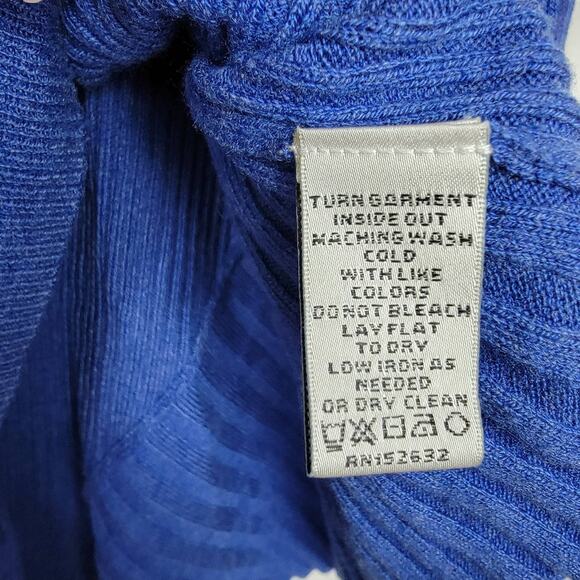 Neiman Marcus V-neck Asymmetrical Pullover Ribbed Cashmere Blend Sweater Size M - Picture 4 of 5